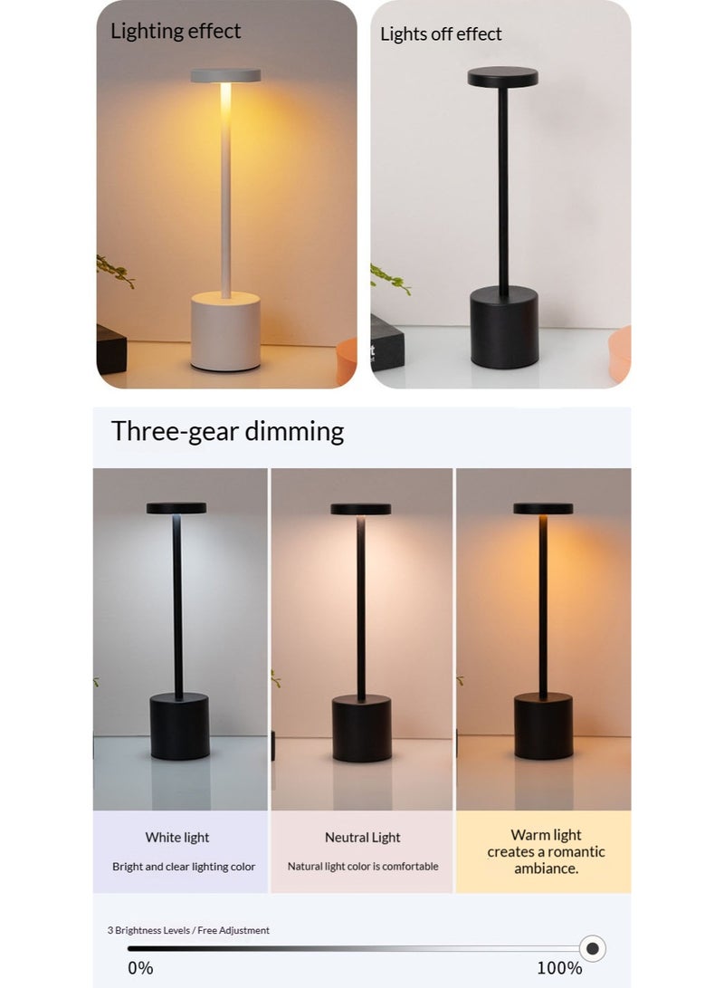 LED Table Light Cordless Desk Lamp USB Battery Rechargeable Gold - Image 3